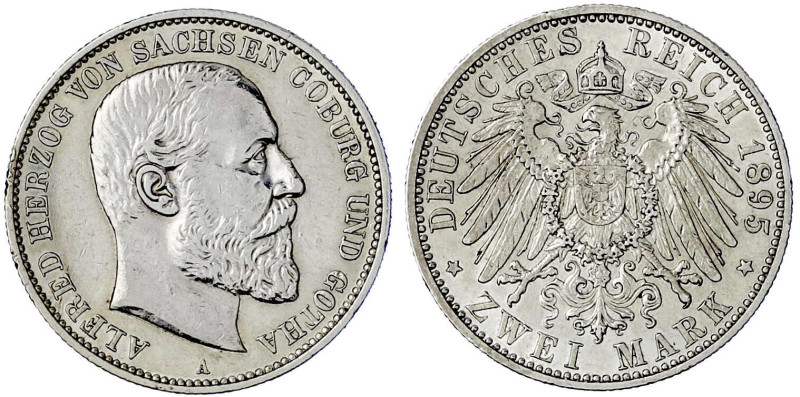 Reichssilbermünzen J. 19-178

Sachsen-Coburg-Gotha

Alfred, 1893-1900

2 M...