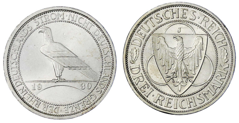 Weimarer Republik

Gedenkmünzen

3 Reichsmark Rheinstrom

1930 J. fast Ste...