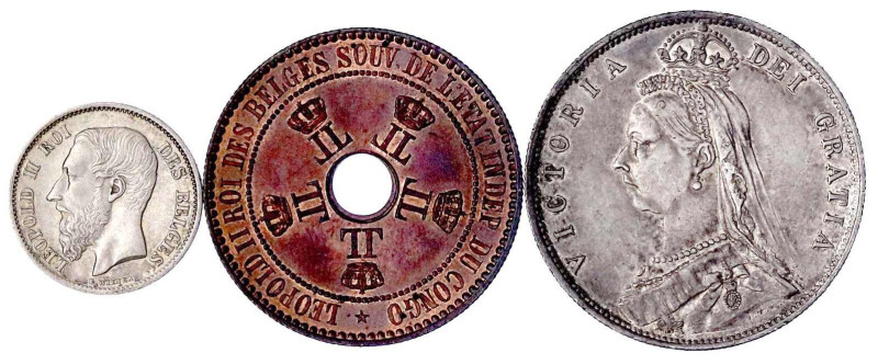 LOTS

Sammlungen allgemein

3 Münzen: Grossbritannien Halfcrown 1887, Belgie...