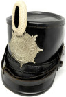 Militaria

Uniformen und Uniformteile

Preussen: Tschako für einen Fähnrich der Garde-Jäger, Modell 1860. Hersteller Alex Hoffmann