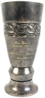 Militaria

Sonstige militär. Gegenstände

Pokal, Silber 12-lötig (750/1000), vor 1886. Innenvergoldung. Graviert "Zum Dank für fröhliche Stunden v...