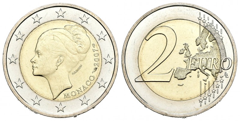 Mónaco. 2 euros. 2007. 25º Aniversario de la muerte de la Princesa Grace Kelly. ...