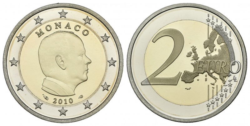 Mónaco. 2 euros. 2010. Príncipe Alberto II. Con su certificado y caja original. ...