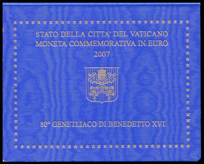 Vaticano. 2 euros. 2007. 80º Cumpleaños del Benedicto XVI. SC. Est...60,00.