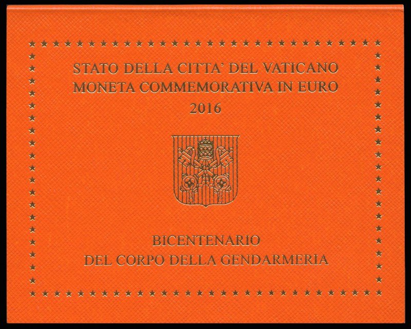 Vaticano. 2 euros. 2016. Bicentenario del Cuerpo de la Gendarmeria. SC. Est...35...
