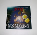 San Marino. 2002. Cartera oficial. Serie completa de 8 valores. Rara. SC. Est...90,00.