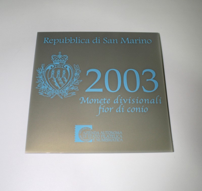 San Marino. 2003. Cartera oficial. Serie completa de 8 valores. Escasa. SC. Est....