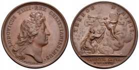 Francia. Louis XIV. Medalla. 1668. París. (Divo-104). Ae. 26,42 g. 41 mm. Toma de Besançon por Mauger. EBC+. Est...100,00.