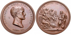 Italia. Napoleón Bonaparte. Medalla. 1800 (Anno III). Milán. (Br-77). Ae. 100,39 g. Atentado contra Napoleón. Grabador: Manfredini. 60 mm. Precioso ej...