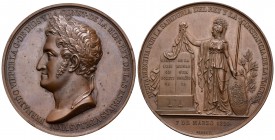 Fernando VII (1808-1833). Medalla. 1812. (V-537 variante). (Vq-falta). Ae. 69,15 g. Restauración de la Constitución. Grabadores: Caqué y Barre. 50 mm....