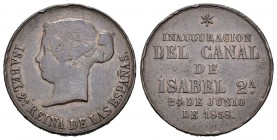 Medalla. 1858. Ae. 7,37 g. Inauguración del Canal de Isabel II 24 de junio de 1858. 23 mm. Golpecitos en el canto. MBC. Est...12,00.