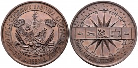 Medalla. 1887. (Pratimonio-961). Ae. 61,16 g. Recuerdo de la Exposición Nacional Marítima de Cádiz. 48 mm. SC-. Est...50,00.