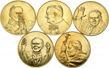 Lote de 5 medallas españolas dedicadas a Juan Pablo II. Metal dorado. A EXAMINAR. SC-/SC. Est...150,00.