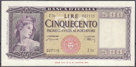 Banknoten

Ausland

Italien

500 Lire 20.3.1947. I- Pick 80a.