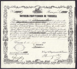Banknoten

Ausland

Italien-Venedig

Governo Provisorio Di Venezia, 3000 Lire 12.7.1849. 5 % Anleihen, alle mit Wasserzeichen und Prägesiegel. I...