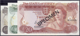 Banknoten

Ausland

Jersey

5, 10 u. 20 Pounds o.D. (1976-88) mit Aufdruck „SPECIMEN“ und KN. 000000. I bis I- Pick 12s, 13s, 14s.