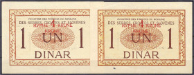 Banknoten

Ausland

Jugoslawien

2x 4 Kronen auf 1 Dinar o.D. (1919). II. Pick 15.