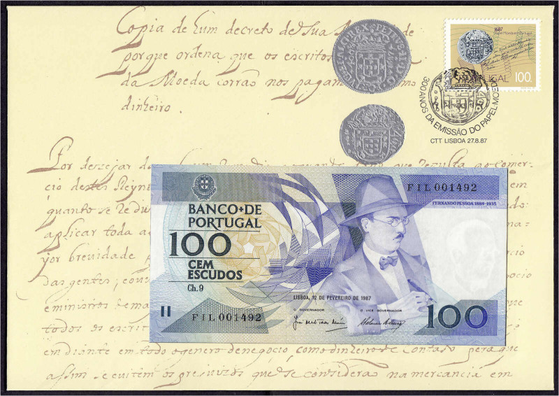 Banknoten

Ausland

Portugal

100 Escudos 12.2.1987. Banknotenbrief. FIL 0...