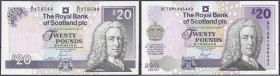 Banknoten

Ausland

Schottland

2x 20 Pounds 27.6 u. 4.8.2000. I. Pick 354d, 361.