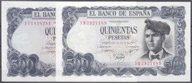 Banknoten

Ausland

Spanien

2x 500 Pesetas 23.7.1971. I. Pick 153.
