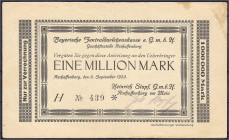 Banknoten

Deutsches Notgeld und KGL

Aschaffenburg (Bayern)

Heinrich Stapf G.m.b.H., 1 Mio. Mark 5.9.1923. Gedruckte Anweisung auf Bayer. Zent...