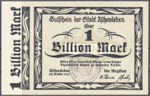Banknoten

Deutsches Notgeld und KGL

Aschersleben (Prov. Sachsen)

Stadt, 1 Bio. Mark 29.10.1923. I. Dießner. 029.2.