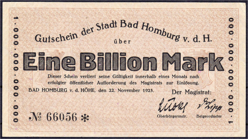 Banknoten

Deutsches Notgeld und KGL

Bad Homburg (Hessen-Nassau)

Stadt, ...