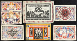 Banknoten

Deutsches Notgeld und KGL

Bielefeld (Westfalen)

Notgeld besonderer Art

7 Scheine aus Leinen und Seide, darunter auch 100 Mark fr...