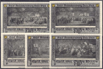 Banknoten

Deutsches Notgeld und KGL

Blankenburg Bad (Thüringen)

Stadt, 5 Scheine zu 50 Pfg. 1921. Alle Bilder komplett, ohne KN. I. Lindman 1...