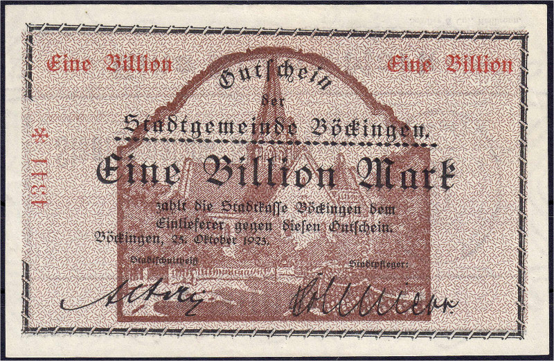 Banknoten

Deutsches Notgeld und KGL

Böckingen (Württ.)

Stadtgemeinde, 1...