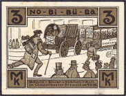 Banknoten

Deutsches Notgeld und KGL

Detmold (Westfalen)

3 Mark 4.2.1922. Die No-Bi-Bü-Ba (Notgeld-Bilder-Bühnen-Ball) Künstler im Landestheat...