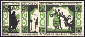 Banknoten

Deutsches Notgeld und KGL

Detmold (Westfalen)

3 Scheine des Detmolder Theater Cafes, 25, 50 u. 75 Pfg. 1.10.1921. I-, selten. Lindm...