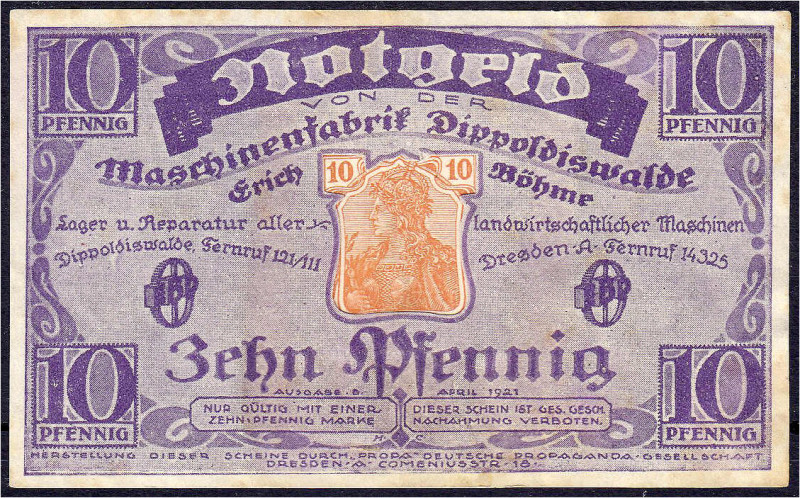 Banknoten

Deutsches Notgeld und KGL

Dippoldiswalde (Sachsen)

Erich Böhm...