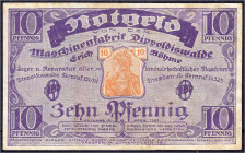 Banknoten

Deutsches Notgeld und KGL

Dippoldiswalde (Sachsen)

Erich Böhme, Maschinenfabrik. 10 Pfg. April 1921. Druck violett. III, stockfleck...
