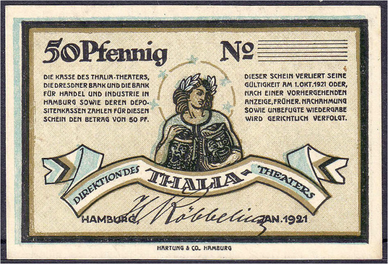 Banknoten

Deutsches Notgeld und KGL

Hamburg (Hamburg)

Thalia Theater 50...