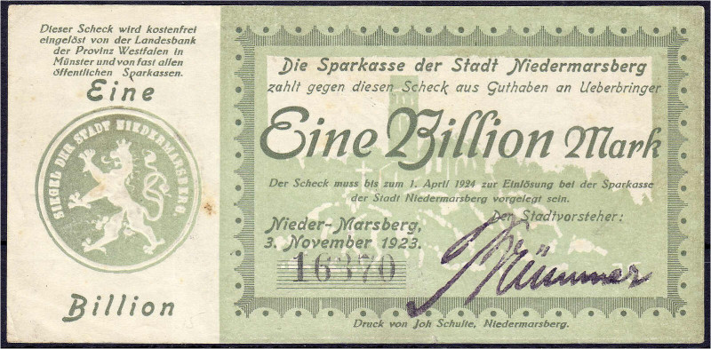 Banknoten

Deutsches Notgeld und KGL

Nieder-Marsberg (Westfalen)

Stadtvo...