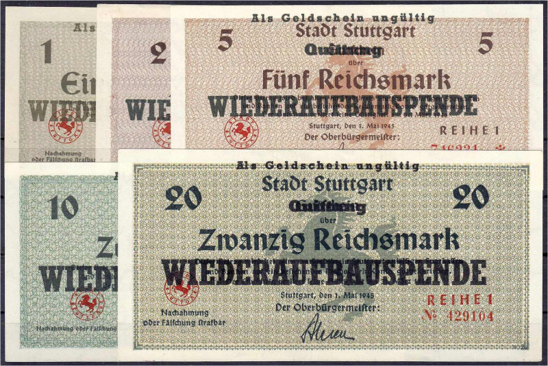 Banknoten

Deutsches Notgeld und KGL

Stuttgart (Württemberg)

5 verschied...