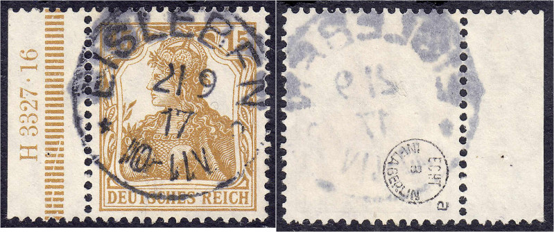 Briefmarken

Deutschland

Deutsches Reich

15 Pf. Freimarke 1916/17, zentr...