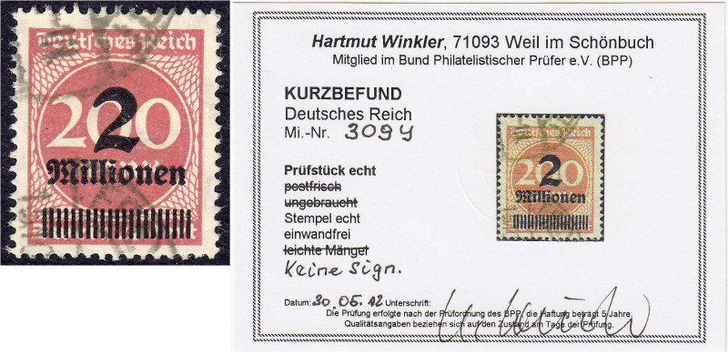 Briefmarken

Deutschland

Deutsches Reich

2 Mio. auf 200 M. Freimarke 192...