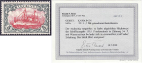 Briefmarken

Deutschland

Deutsche Kolonien

Karolinen

5 M. Freimarke 1915/1923, postfrische Luxuserhaltung, auf Sieger-Karte, Friedensdruck,...