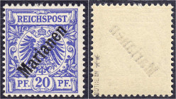 Briefmarken

Deutschland

Deutsche Kolonien

Marianen

20 Pf. Freimarke 48 ° 1899/1900, postfrische Luxuserhaltung, auf kleiner Siegerkarte, A...