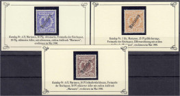 Briefmarken

Deutschland

Deutsche Kolonien

Marianen

20 Pf. - 50 Pf. Freimarke 56 ° 1900, postfrische Luxuserhaltung, je auf kleiner Siegerk...