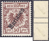 Briefmarken

Deutschland

Deutsche Kolonien

Marianen

50 Pf. Freimarke (56°) 1900, postfrische Luxuserhaltung, Type II, unsigniert. Mi. 220,-...