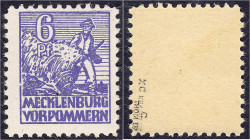 Briefmarken

Deutschland

Alliierte Besetzung (Sowjetische Zone)

Mecklenburg-Vorpommern

6 Pf. Abschiedsserie 1946, postfrische Erhaltung, Fa...