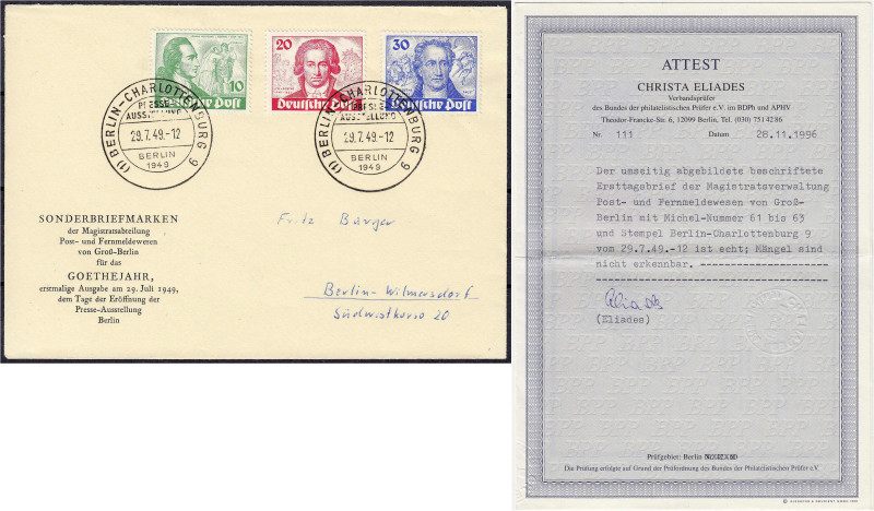 Briefmarken

Deutschland

Berlin

10 Pf. - 30 Pf. Goethe 1949, amtl. besch...