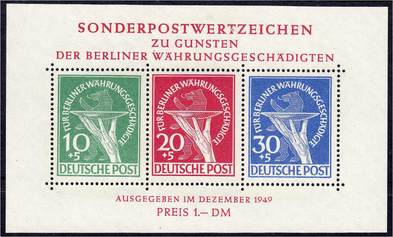 Briefmarken

Deutschland

Berlin

Währungsgeschädigten-Block 1949, ungebra...