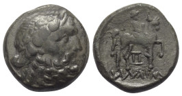Imitationen griechischer Münzen.


Nachahmung einer Prägung von Odessos (Thrakien).

Bronze, ca. 3. - 2. Jhdt. v. Chr.
Vs: Kopf des Zeus mit Lor...