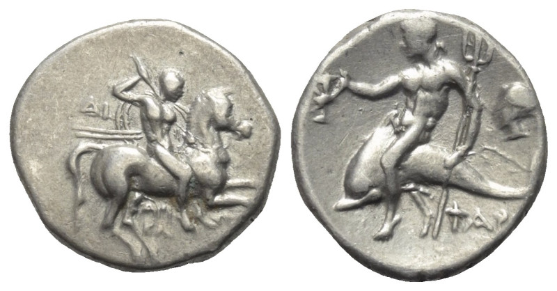 Kalabrien. Tarent.

 Didrachme oder Nomos (Silber). Ca. 272 - 240 v. Chr.
Vs:...
