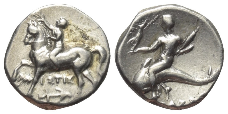 Kalabrien. Tarent.

 Didrachme oder Nomos (Silber). Ca. 272 - 240 v. Chr.
Vs:...