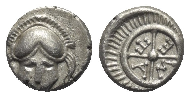 Thrakien. Mesembria.

 Diobol (Silber). Ca. 420 - 320 v. Chr.
Vs: Korinthisch...